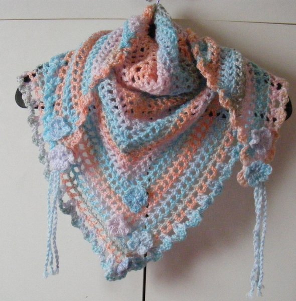 Peach/blue/multi triangular scarf