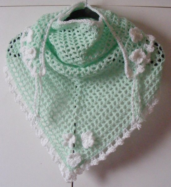 Mint green/white triangular scarf